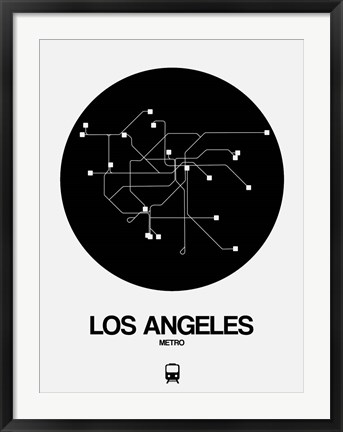 Framed Los Angeles Black Subway Map Print