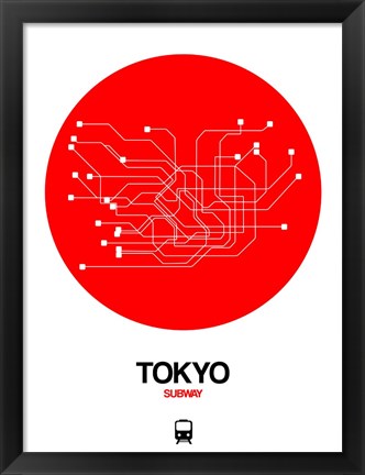 Framed Tokyo Red Subway Map Print