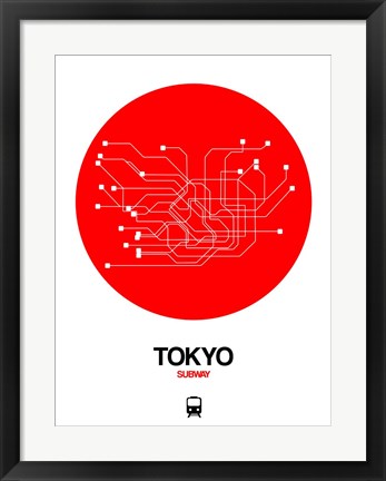 Framed Tokyo Red Subway Map Print