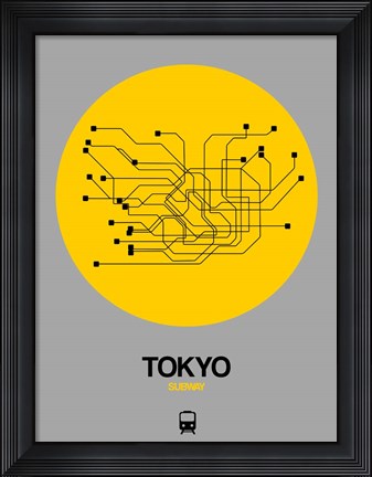 Framed Tokyo Yellow Subway Map Print