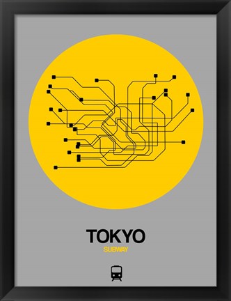 Framed Tokyo Yellow Subway Map Print