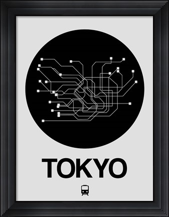 Framed Tokyo Black Subway Map Print