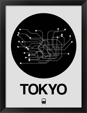 Framed Tokyo Black Subway Map Print