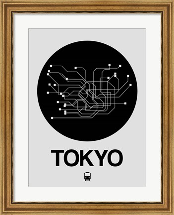 Framed Tokyo Black Subway Map Print
