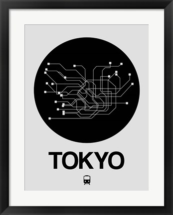 Framed Tokyo Black Subway Map Print