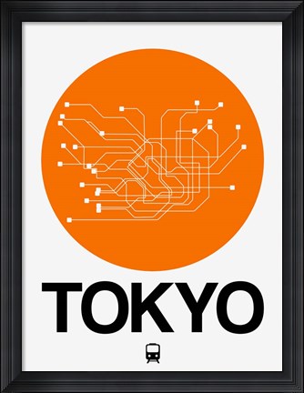 Framed Tokyo Orange Subway Map Print