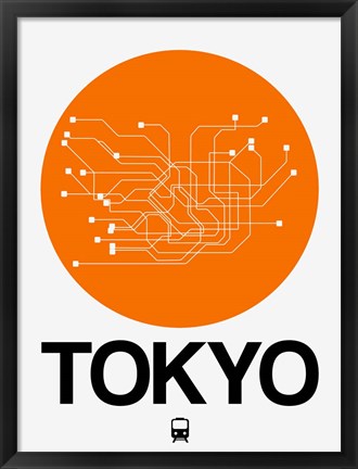 Framed Tokyo Orange Subway Map Print