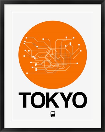 Framed Tokyo Orange Subway Map Print