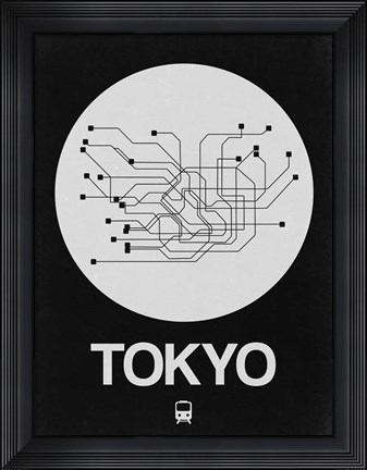 Framed Tokyo White Subway Map Print