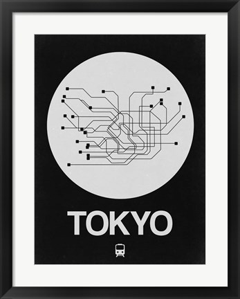 Framed Tokyo White Subway Map Print