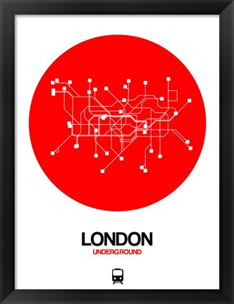 Framed London Red Subway Map Print