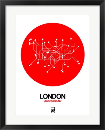 Framed London Red Subway Map Print