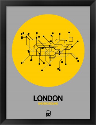 Framed London Yellow Subway Map Print