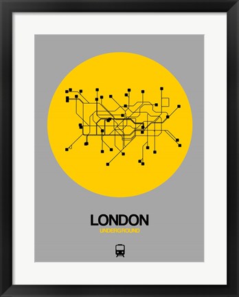 Framed London Yellow Subway Map Print