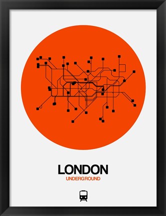 Framed London Orange Subway Map Print