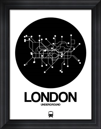 Framed London Black Subway Map Print