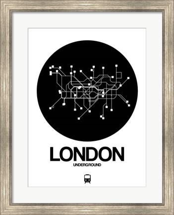 Framed London Black Subway Map Print