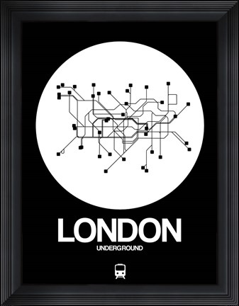 Framed London White Subway Map Print