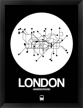 Framed London White Subway Map Print