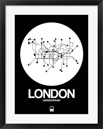 Framed London White Subway Map Print