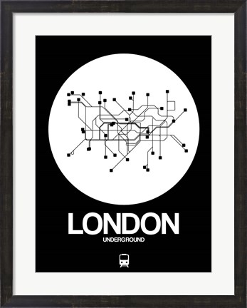 Framed London White Subway Map Print