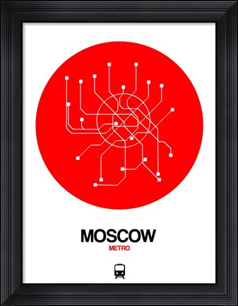 Framed Moscow Red Subway Map Print