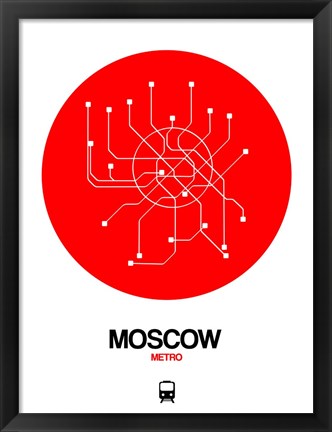 Framed Moscow Red Subway Map Print