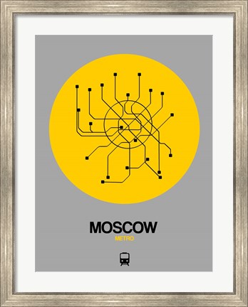Framed Moscow Yellow Subway Map Print