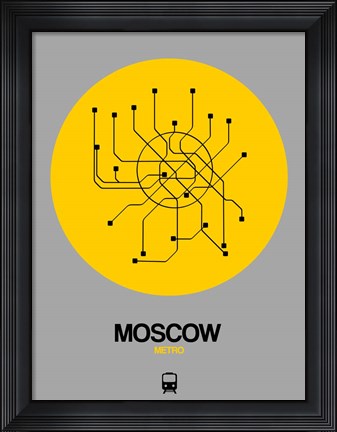 Framed Moscow Yellow Subway Map Print