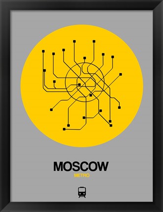 Framed Moscow Yellow Subway Map Print