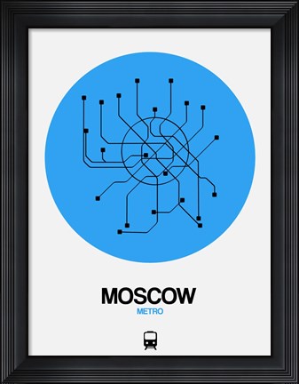 Framed Moscow Blue Subway Map Print