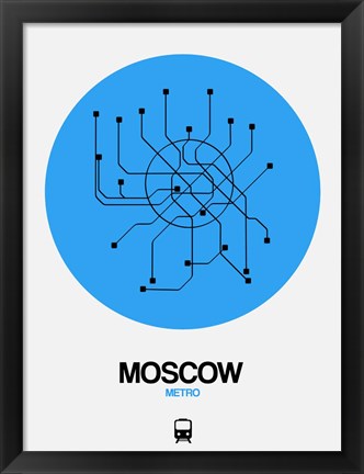 Framed Moscow Blue Subway Map Print