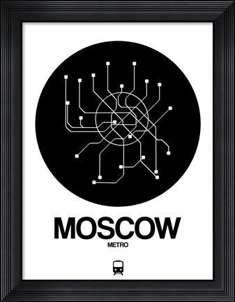 Framed Moscow Black Subway Map Print