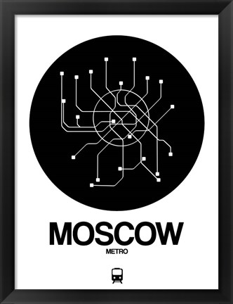 Framed Moscow Black Subway Map Print
