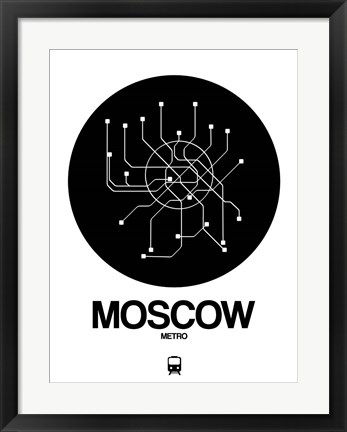 Framed Moscow Black Subway Map Print