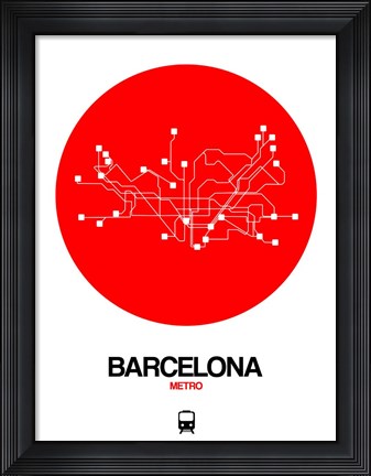 Framed Barcelona Red Subway Map Print