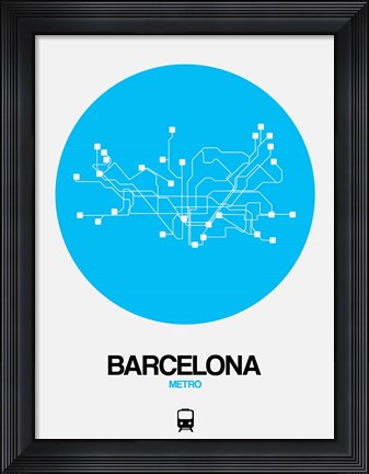 Framed Barcelona Blue Subway Map Print
