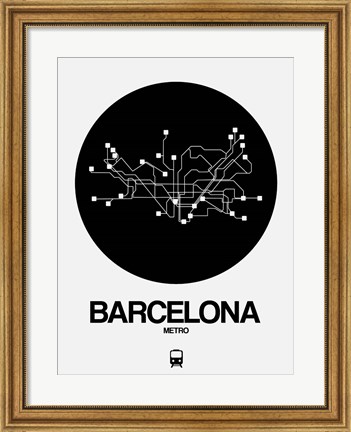 Framed Barcelona Black Subway Map Print
