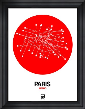Framed Paris Red Subway Map Print