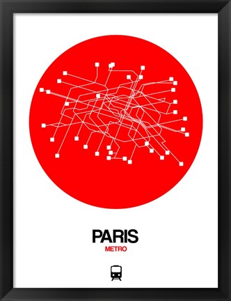 Framed Paris Red Subway Map Print