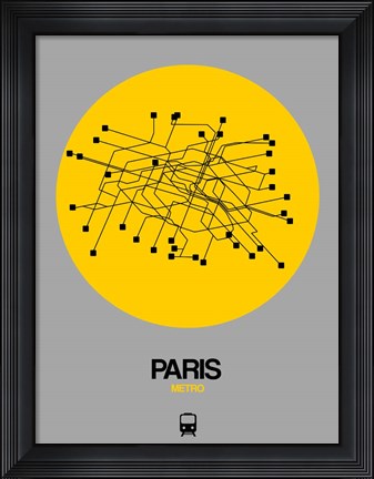 Framed Paris Yellow Subway Map Print
