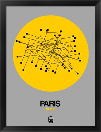 Framed Paris Yellow Subway Map Print