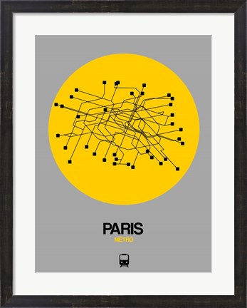 Framed Paris Yellow Subway Map Print