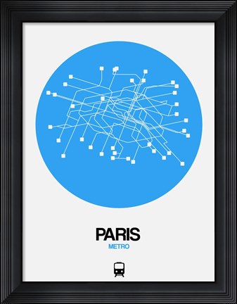 Framed Paris Blue Subway Map Print