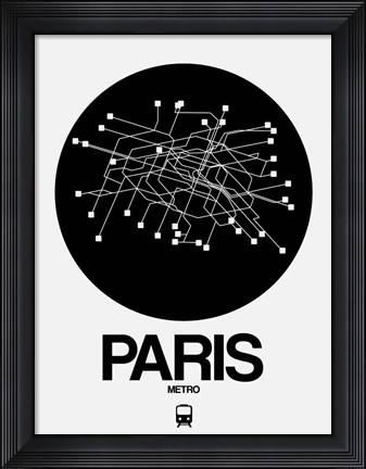Framed Paris Black Subway Map Print