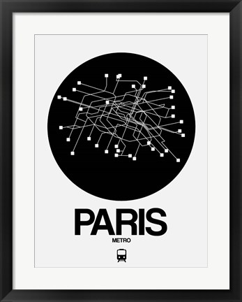 Framed Paris Black Subway Map Print