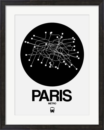 Framed Paris Black Subway Map Print