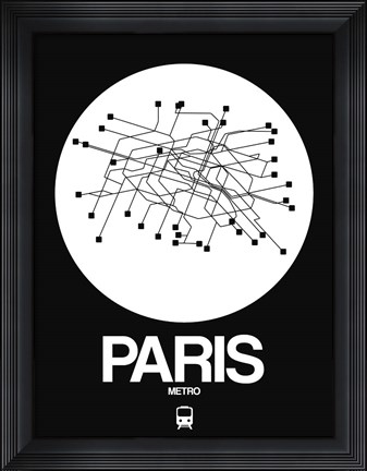 Framed Paris White Subway Map Print