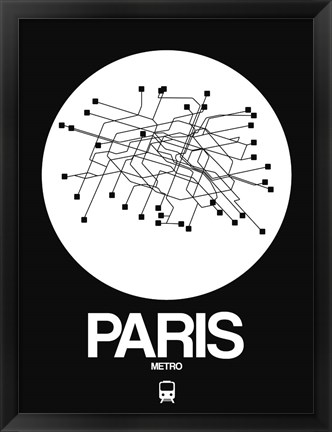 Framed Paris White Subway Map Print