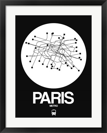 Framed Paris White Subway Map Print